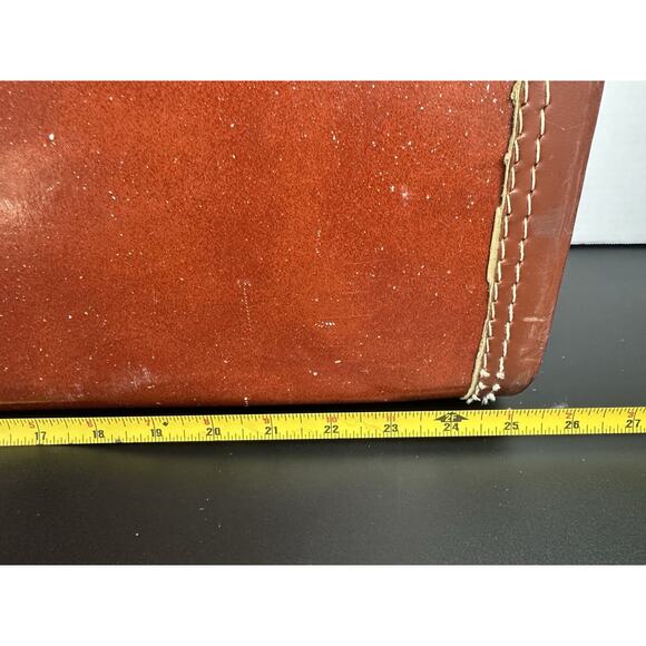 Vintage 1950s Suitcase Style No Key Brown Hardcase Train Luggage Deco - Picture 9 of 10